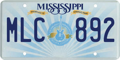 MS license plate MLC892