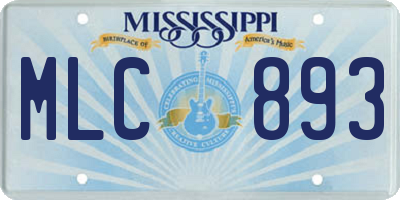 MS license plate MLC893