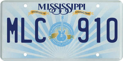 MS license plate MLC910