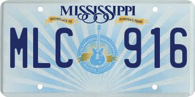MS license plate MLC916