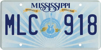 MS license plate MLC918