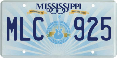 MS license plate MLC925