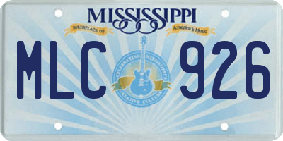 MS license plate MLC926