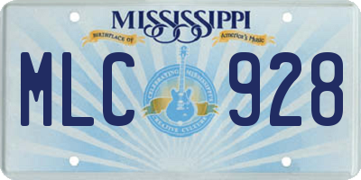 MS license plate MLC928