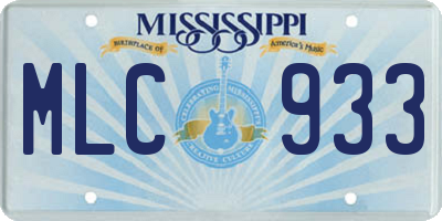 MS license plate MLC933
