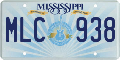 MS license plate MLC938