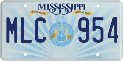 MS license plate MLC954
