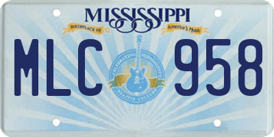 MS license plate MLC958