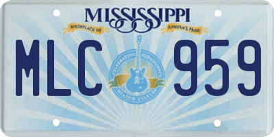 MS license plate MLC959