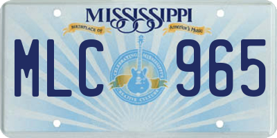 MS license plate MLC965