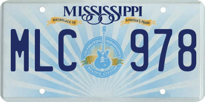 MS license plate MLC978