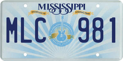 MS license plate MLC981