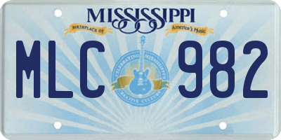 MS license plate MLC982