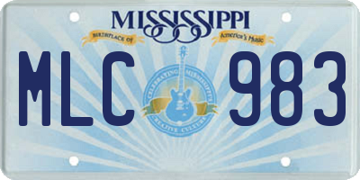 MS license plate MLC983