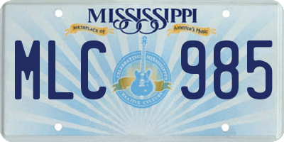 MS license plate MLC985