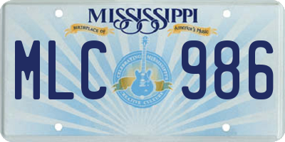 MS license plate MLC986