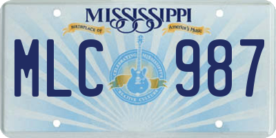 MS license plate MLC987