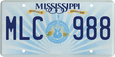 MS license plate MLC988