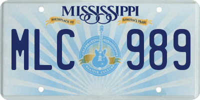 MS license plate MLC989