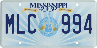 MS license plate MLC994