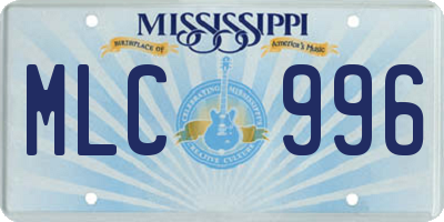 MS license plate MLC996