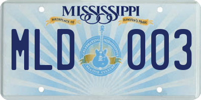MS license plate MLD003
