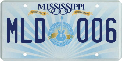 MS license plate MLD006