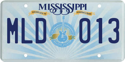 MS license plate MLD013