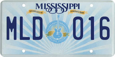 MS license plate MLD016