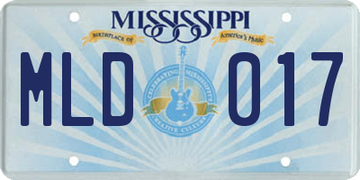 MS license plate MLD017