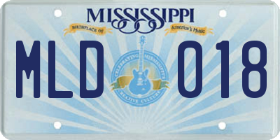 MS license plate MLD018