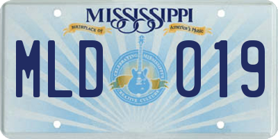 MS license plate MLD019