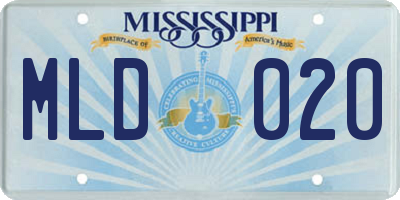 MS license plate MLD020