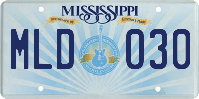 MS license plate MLD030