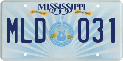 MS license plate MLD031