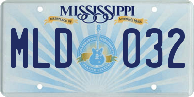 MS license plate MLD032