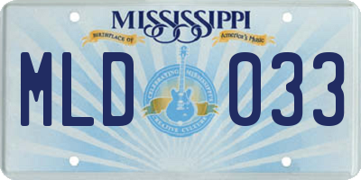 MS license plate MLD033