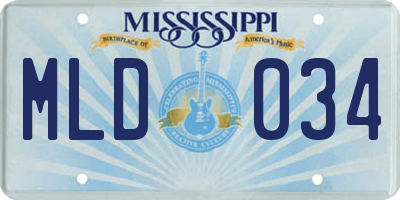 MS license plate MLD034