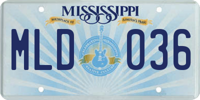 MS license plate MLD036