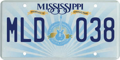 MS license plate MLD038