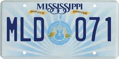 MS license plate MLD071
