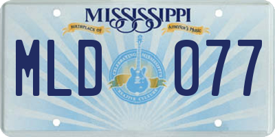 MS license plate MLD077