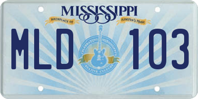 MS license plate MLD103