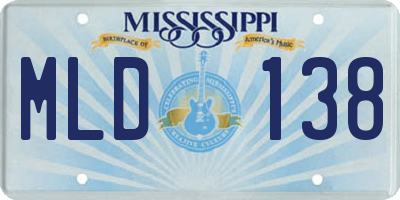 MS license plate MLD138