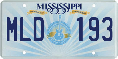 MS license plate MLD193