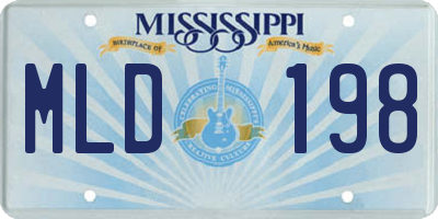 MS license plate MLD198
