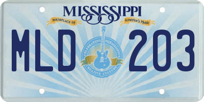 MS license plate MLD203