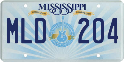 MS license plate MLD204