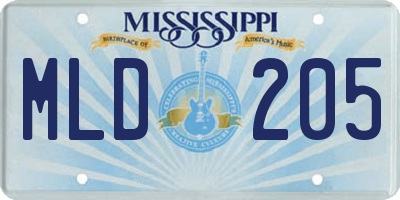 MS license plate MLD205