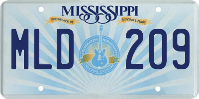 MS license plate MLD209